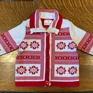 Hanna Andersson  Snowflake Sweater  Size 12-18 Months 100% Cotton  Button Front